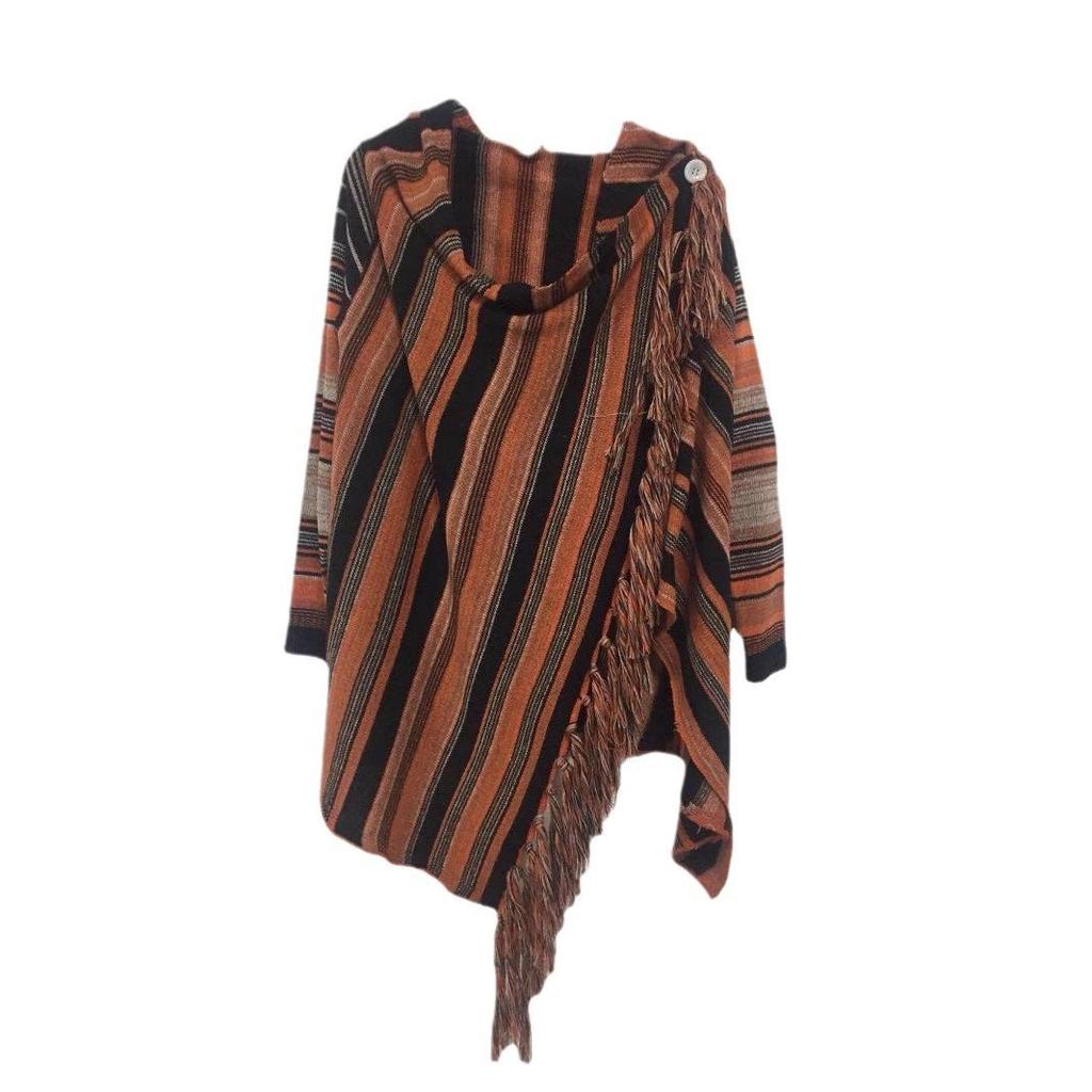 Europäischer & Amerikanischer Mittellanger Schlanker Modischer Quasten-Streifen Cardigan Pullover für Damen