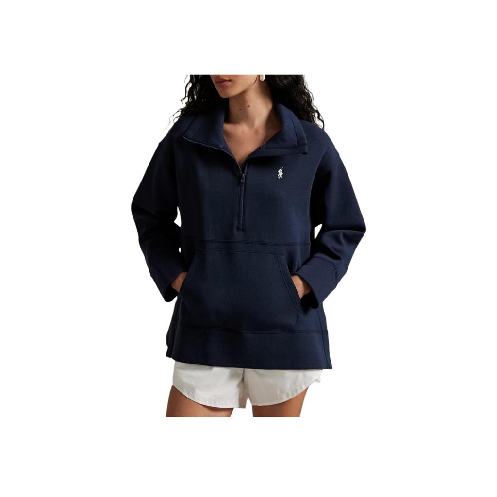 Polo Ralph Lauren Double Layer Knit Half Zip Waist Hoodie Women Hoodies 211A89508-002