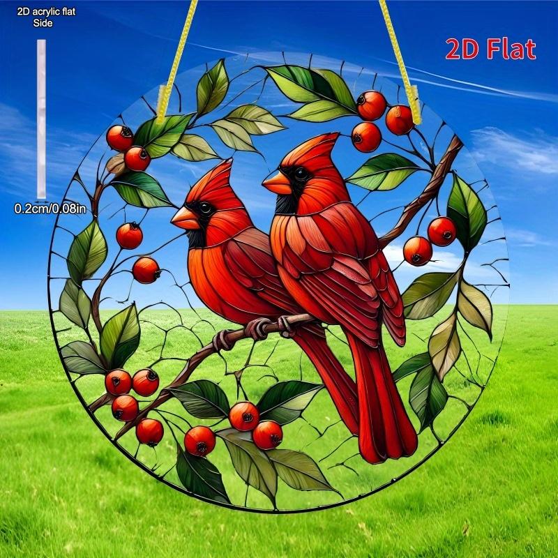 with Vibrant Red Cardinals and Berries Design, Four Seasons Decoration, Novelty Home Decor, Perfect Durable for Bedroom, Store, Office, Kitchen