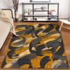 Abstract Yellow and Black Brushstroke Pattern Area Rug Carpet Suitable for use as an anti-slip for living room bedroom sofas