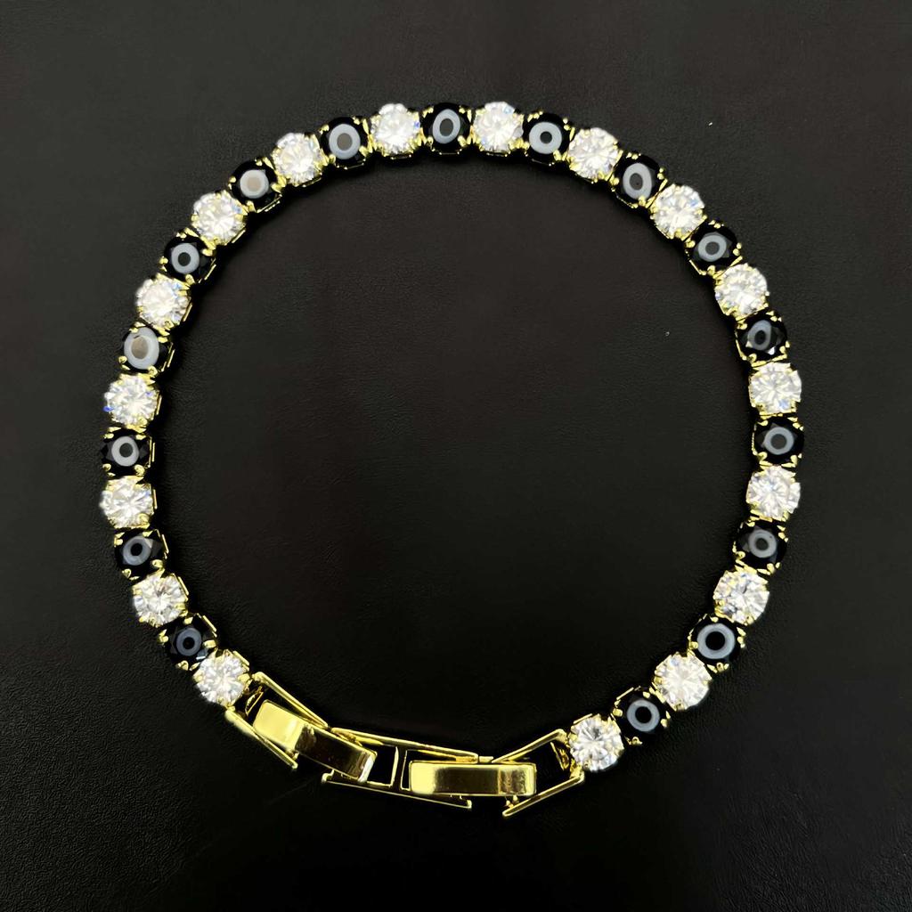 European & American Hip-Hop Style Devil's Eye Zircon Bracelet with Micro-Inlaid Diamonds