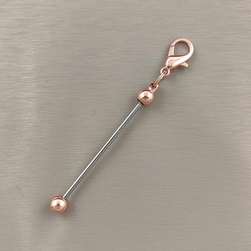 1PC Beadable Keychain Bars Metal Beaded Keyring Lobster Claw Clasp DIY Car Keychain Bag Decor For Jewelry Making