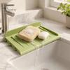 Dual-use Draining Mat Silicone Kitchen Sink Faucet Mat, Foldable Splash Guard with Suction Cup, 5 Degrees Slope Countertop Water for Bathroom