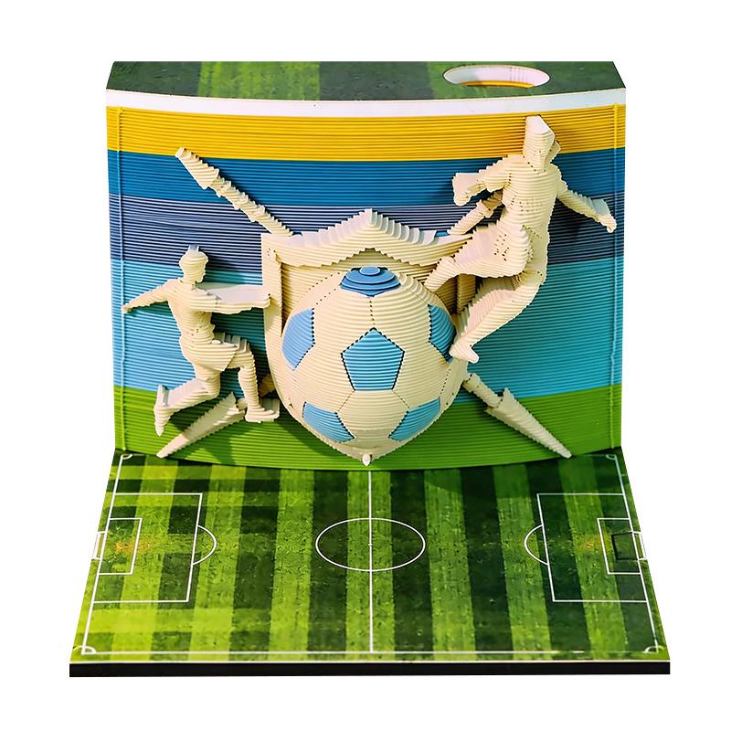 3D World Cup Football Paper Sculpture Calendar: Creative Home Decor & Sticky Notes Gift