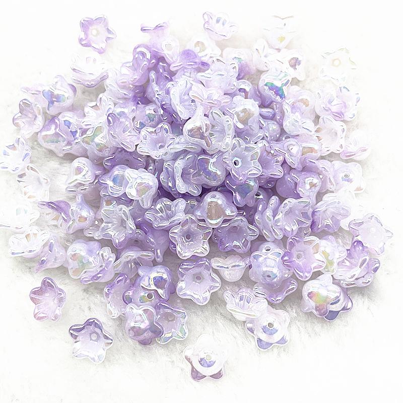50pcs 7x13mm Gradual Change Acrylic Bellflower Beads Caps Jewelry Findings Charms Bracelets Spacer Beads for Jewelry Making