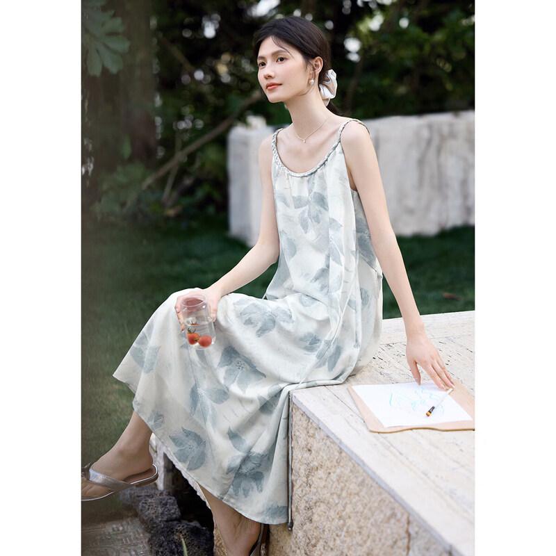 XWI Ink Dye Print A-Line Sling Midi Dress L
