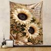 Sunflower and Butterfly Rustic Vintage Design Patterned Tapestry for Bedroom and Living Room Home Decor