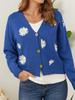 Cross2026 Women's Christmas Abstract Floral Casual Cardigan Sweater