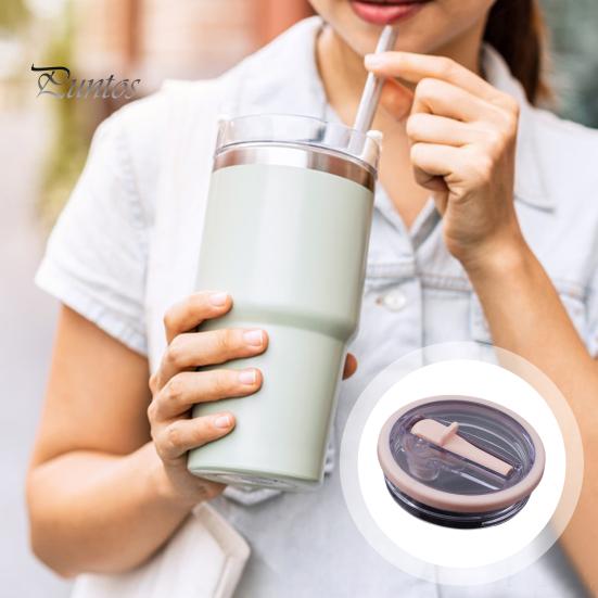 40oz Tumbler Flip Straw Lid Replacement Leak-Proof Splash Resistant Cover for Cup BPA-Free Reusable Glass Lid with Folding Straw