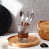 304 Stainless Steel Tableware Set Wood Grain Plastic Handle Knife Fork Spoon Reusable Camping Picnic Cutlery Set Dishwasher Safe