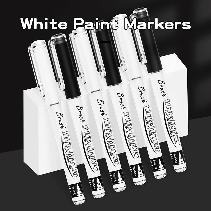 10Pcs/set Straight liquid White Marker Paint Pens Brush Acrylic White Permanent Marker for Drawing Rock Painting Stone Ceramic