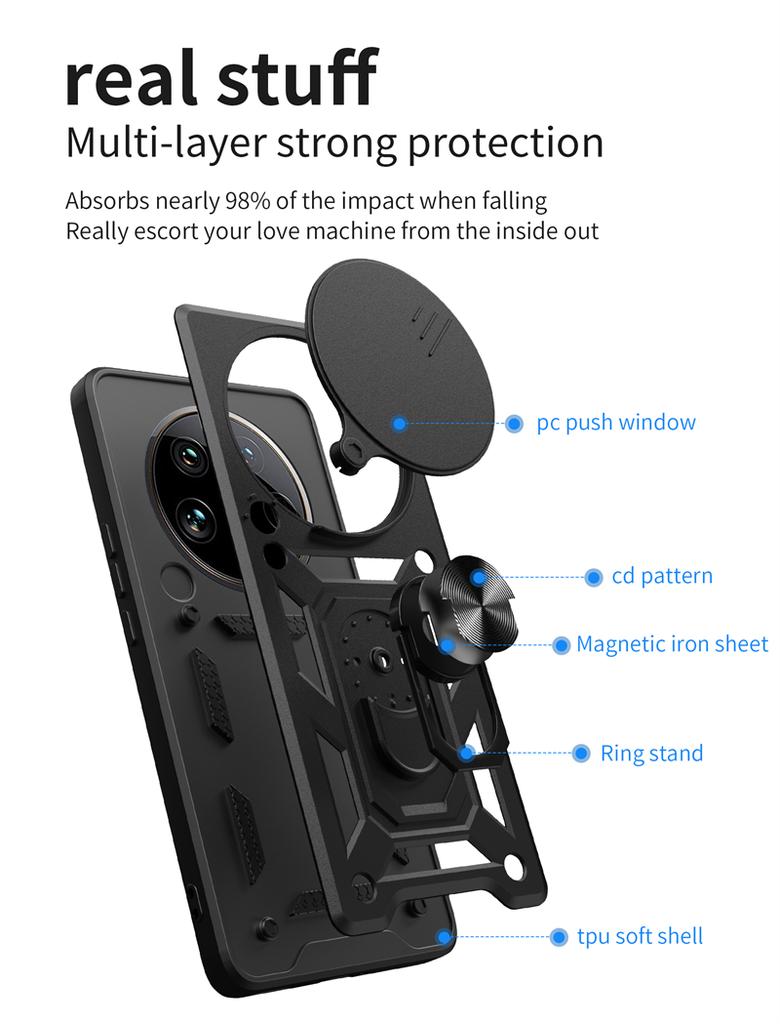 For Xiaomi Mi 14 Ultra 5G Case Slide Lens Armor Phone Case For Xiaomi Mi14 Ultra Mi 14ultra 6.73 Magnetic Holder Ring Back Cover