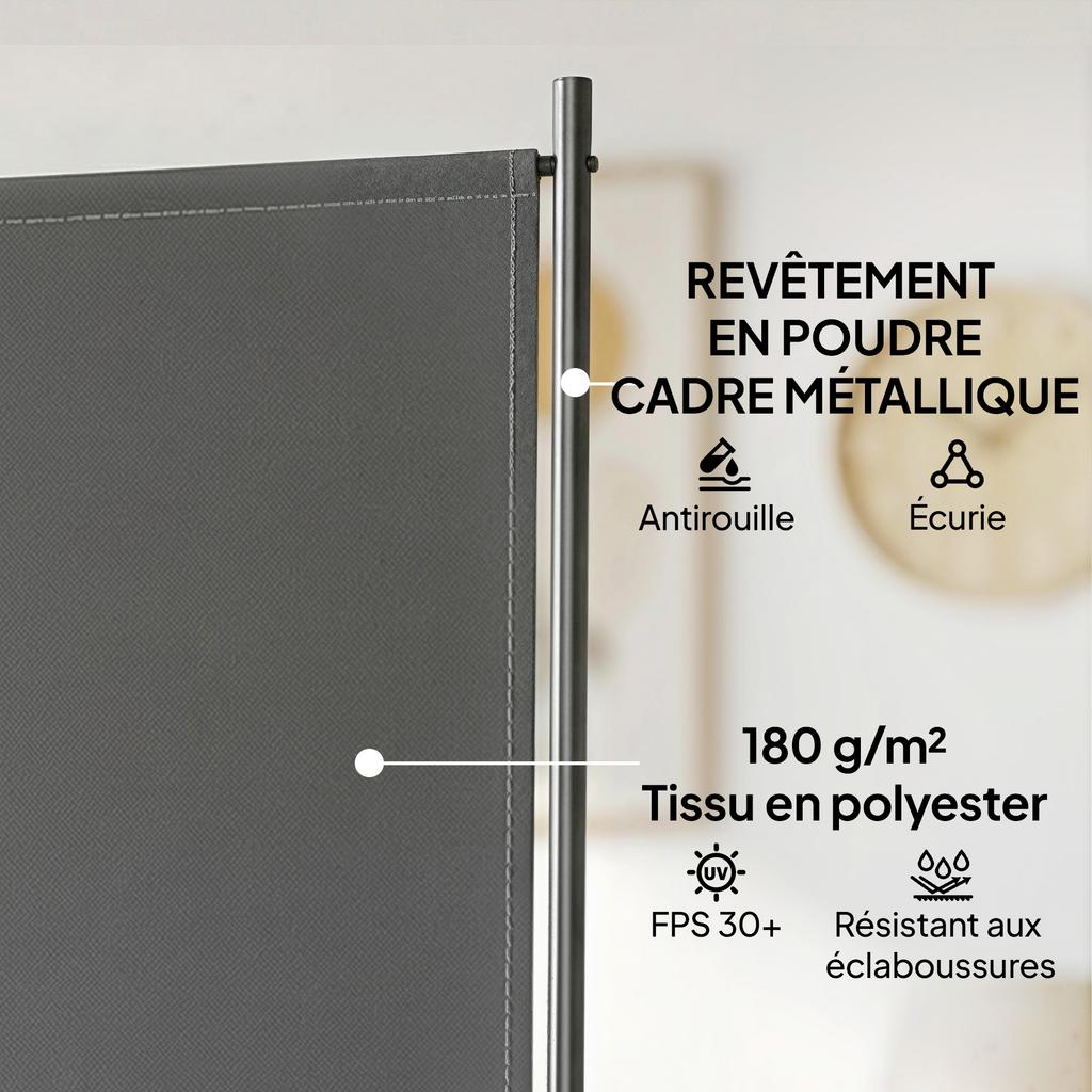Garden Privacy Screen, 3 Panels, Blackout, Metal Legs, 260 X 180 Cm, Dark Grey