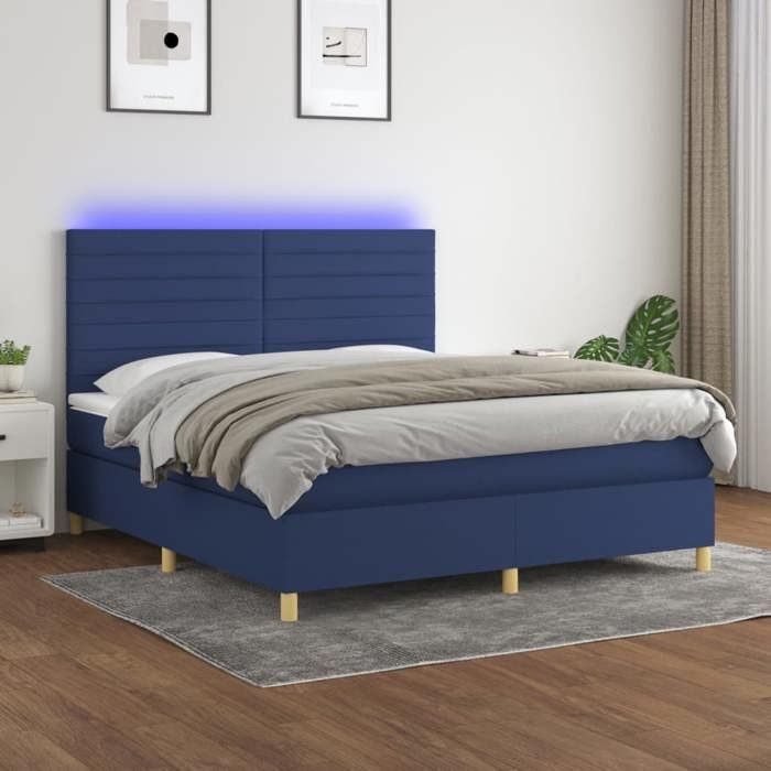 VidaXL Sommier à Lattes de Lit avec Matelas et LED, Lit Rembourré, Lit Double, Lit Adulte de Chambre à Coucher Intérieur, 3135531