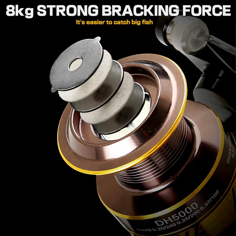 بكرات الصيد من سلسلة DH2000-DH7000 5.2:1 بكرة صيد معدنية متينة بوزن 17-22 رطل لصيد الأسماك الدوارة بشكل أكثر سلاسة لجميع أنواع المياه