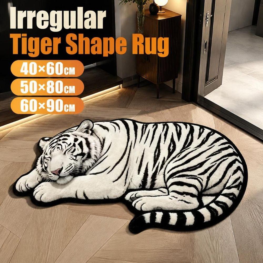 Diatomite Tiger Shape Rug Absorbent Irregular Bath Rug Tiger Floor Mat Home Entrance Decor