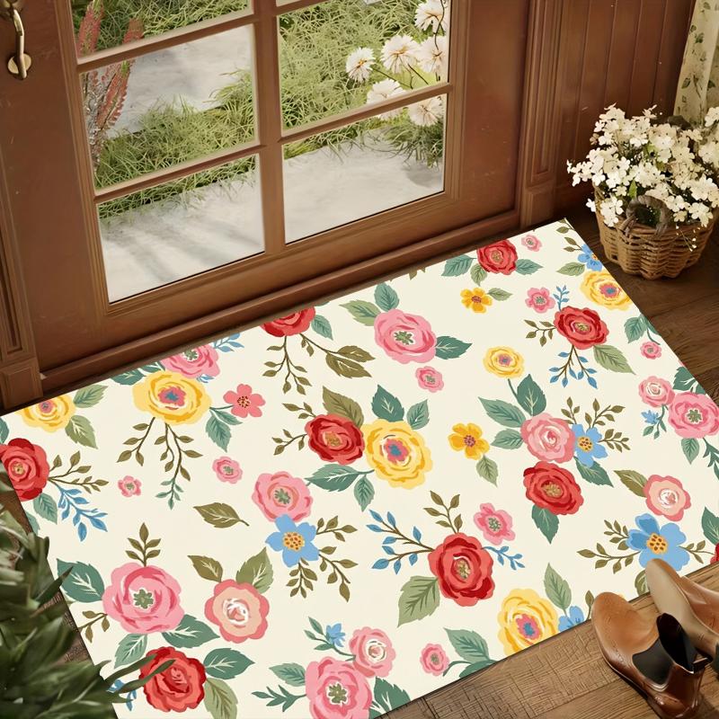 Watercolor Floral Butterfly Area Rug Non Slip Soft Floor Carpet for Living Room Bedroom Nursery Entryway Spring Decor Rug