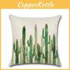 Premium Quality Cotton Linen Square Pillow Cover Featuring Tropical Cactus Design