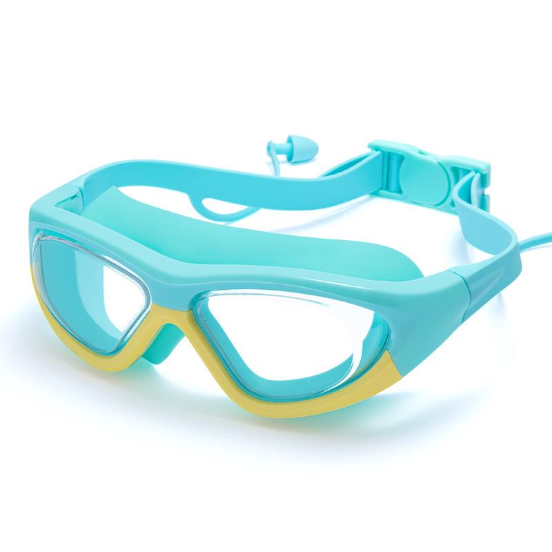 Children's Wide-Angle, Anti-Fog Swimming Goggles with Silicone Seal and Earplugs - High-Definition Waterproof Design for Boys and Girls