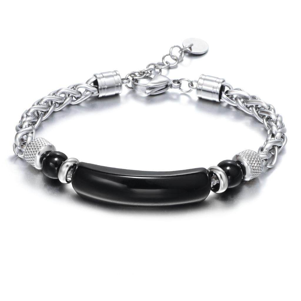 Stainless Steel Cuban Chain Bracelet Men Adjustable Unfading Tiger Eyes Obsidian Stone Bracelets Accessories Gifts