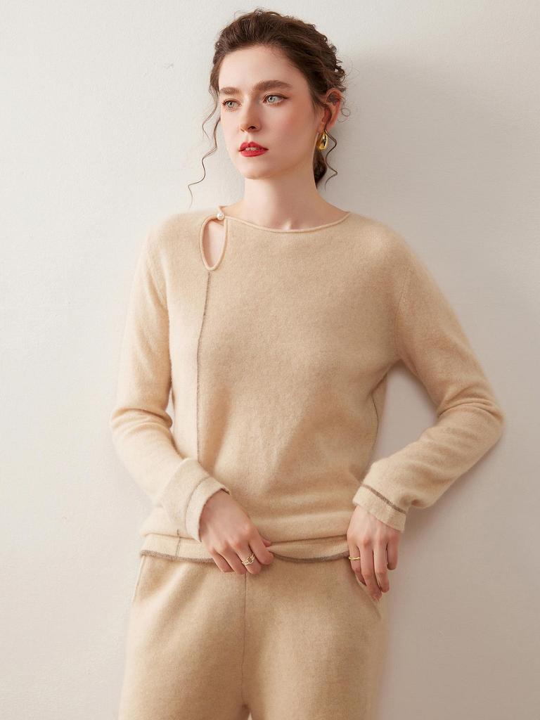 Korean Style Slimming Cashmere Women's Knit Sweater - Autumn/Winter Collection