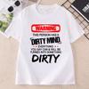Warning This Person Has A Dirty Mind T-Shirt Short Sleeves T Shirt for Men Women Casual Round Neck Printed Pullover Tees