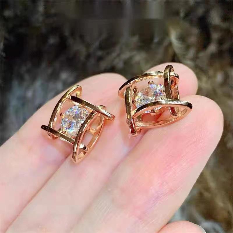 Korean Zirconia Rhombus Stud Earrings: Elegant, Fashionable, Versatile Jewelry for Girls