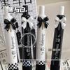 4 Pcs Black And White Bow Press Pen Soft Grip Super High Value 0.5mm Brush Question Quick Drying Press Cartoon Neutral Pen