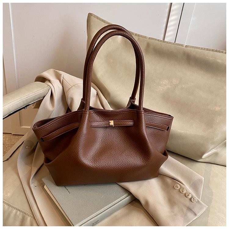 

Модная сумка-тоут большой вместимости для ношения в руке, новая высококлассная плиссированная сумка через плечо, для поездок на работу, универсальная женская сумка коричневый