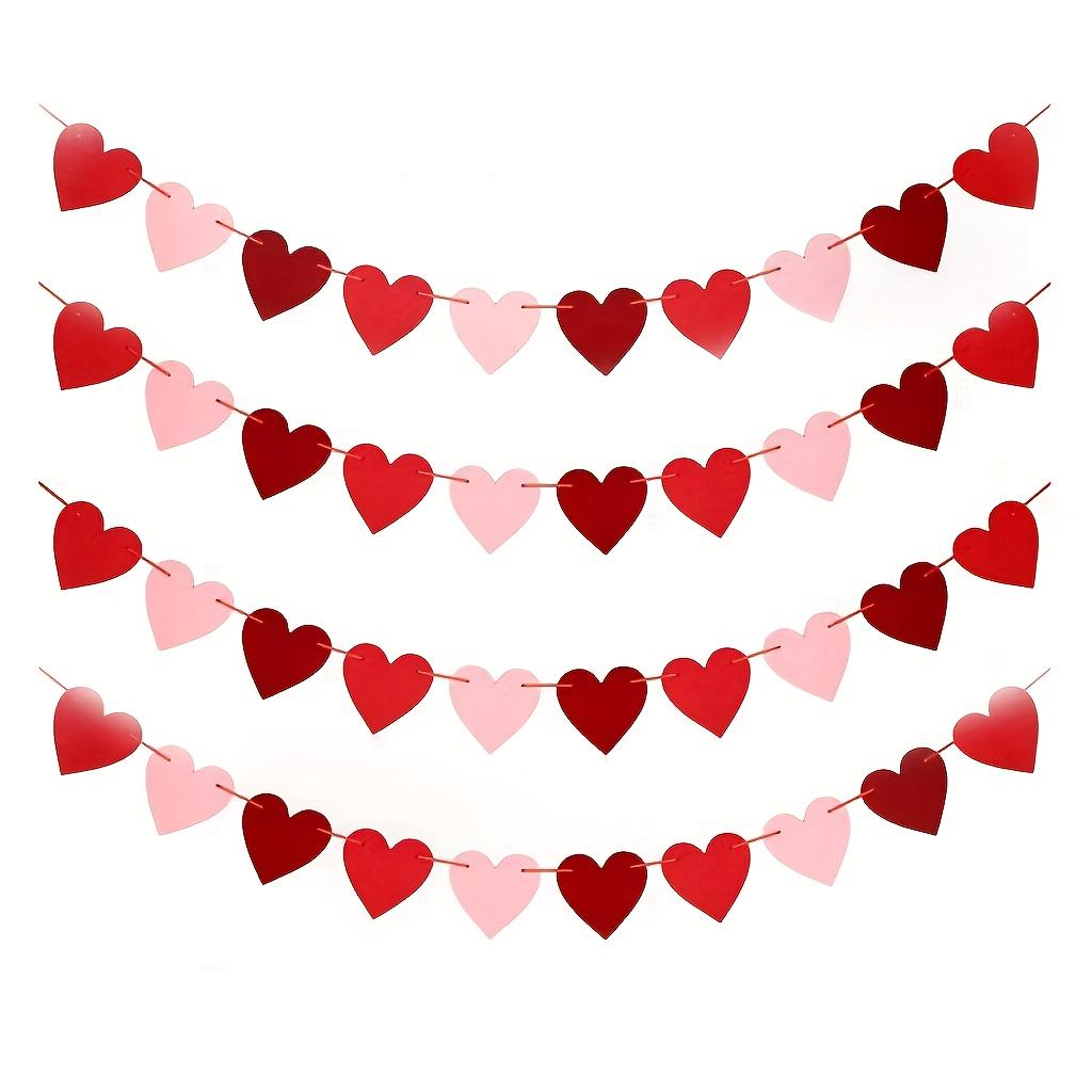 60-Piece Valentine's Day Heart Garland Felt Banner Heart-Shaped Door Curtain Hanging Decoration Wedding Room Decoration Party