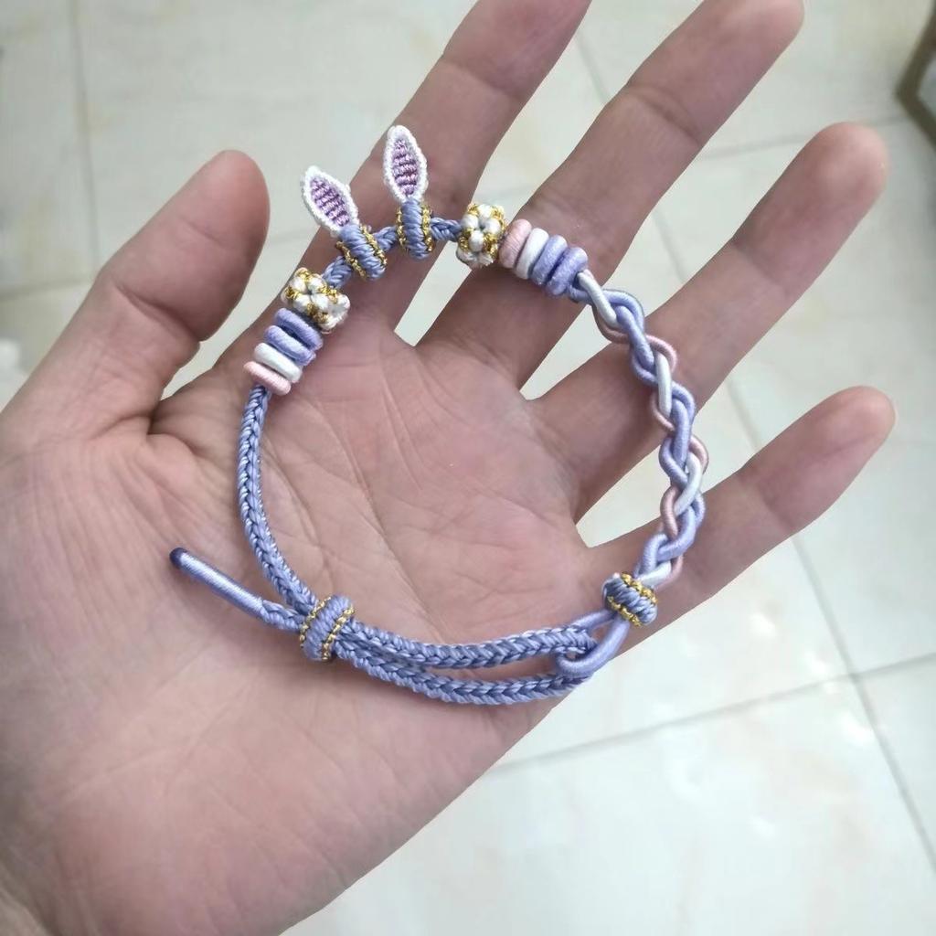 Hand Rope, Rabbit Ear Finished Bracelet Rope Diy String Punching Accessories, Gifts