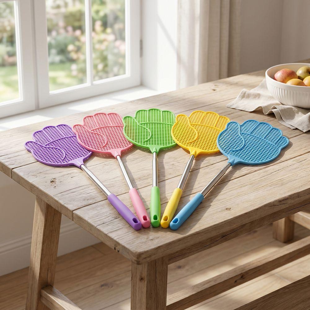 5Pcs Retractable Palm Shaped Fly Swatter Durable Extendable Bug Swatter Kitchen Use