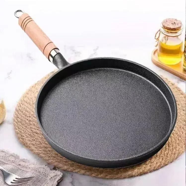 Cast Iron Frying Pan Uncoated Non-stick Egg Pancake Pan Crepe Maker Steak Frying Pot Gas Induction Cooker Kitchen Cookware