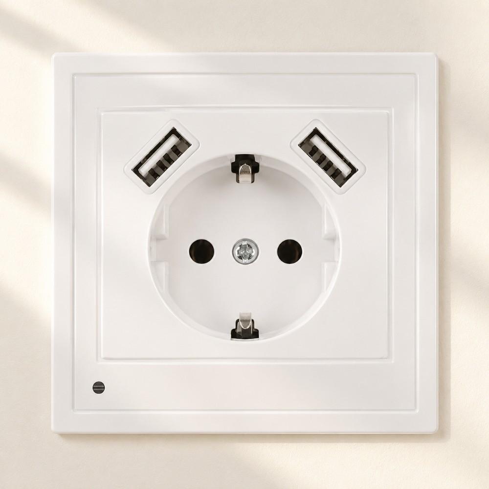 with 2 USB Wall Socket EU Standard USB Charger Power Socket Durable Power Wall Outlet Travel Use