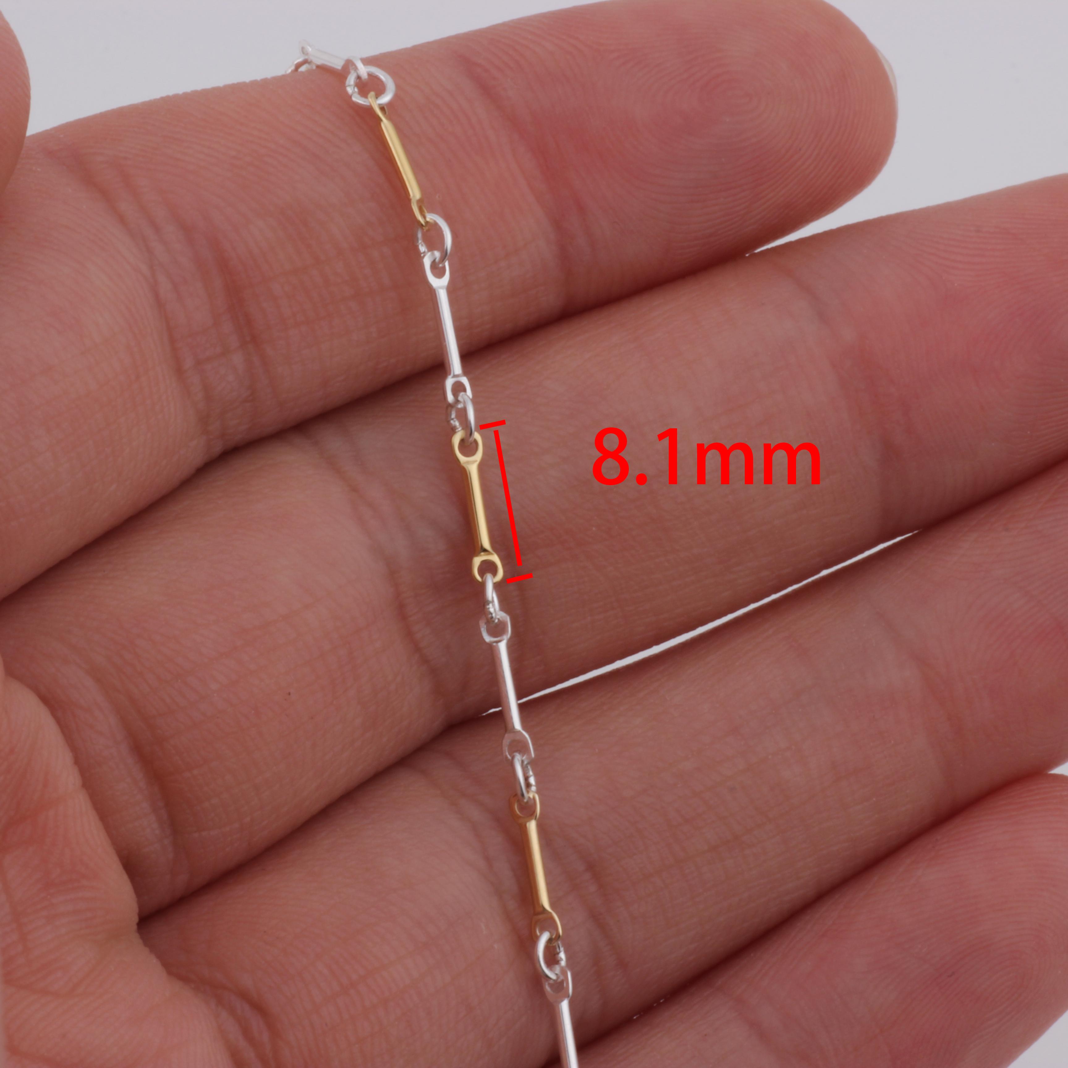 14K Gold Filled/S925 Silver Two Tone Link and Bar Chain for DIY Permanent Jewelry Making Necklace Bracelet Findings Components 8.1mm