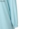 ZANZEA Women Casual Round Neck Loose Long Sleeve Stripe Dress