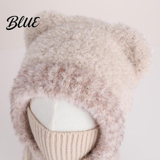Soft Baby Hat Lightweight Kids Styling Warm Bear Ear Children Plush Windproof Winter with Face
