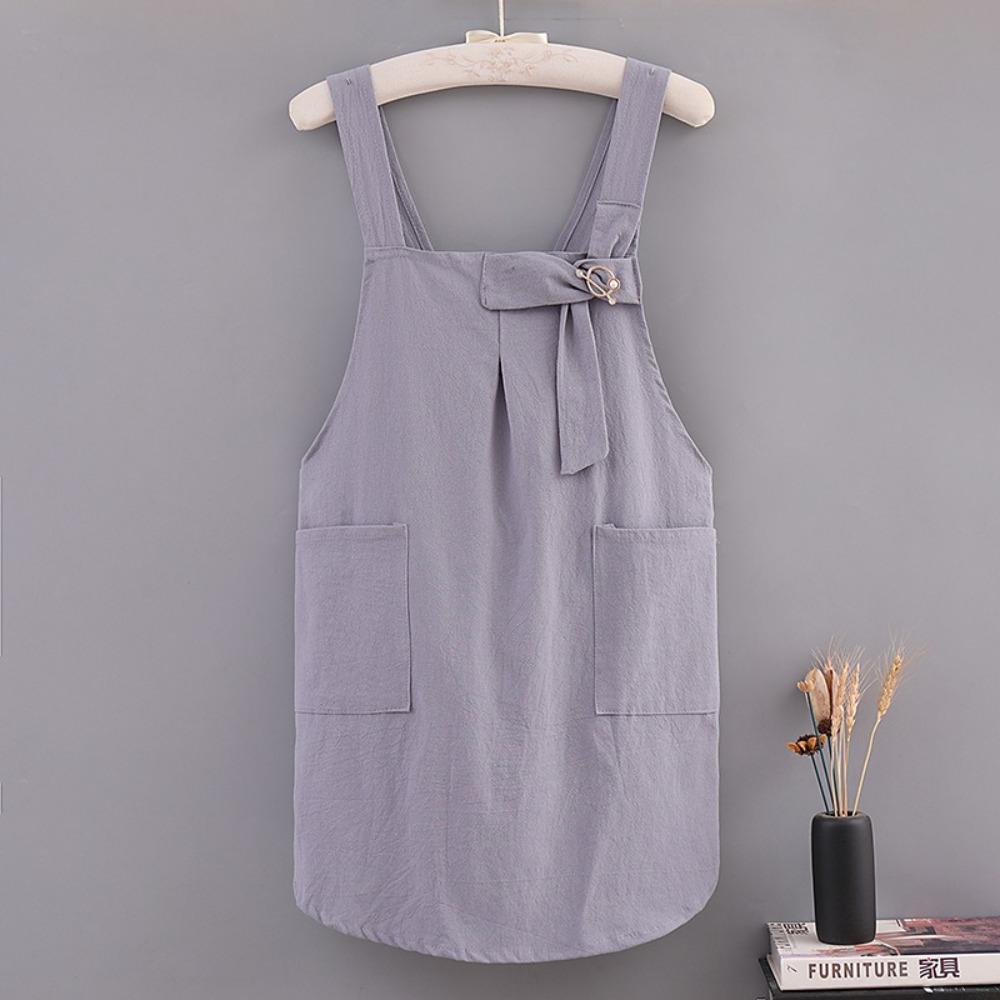 Cotton Kitchen Apron Cross Straps Korean Work Clothes Stylish Home Cooking Apron  Women