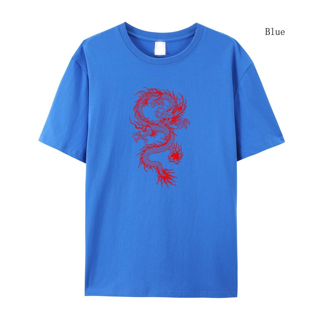 Women Summer Short Sleeved T-shirt  Red Dragon Hoody Oversize Loose Short Sleeved  Autumn  T-shirt Fashion Casual Clothing