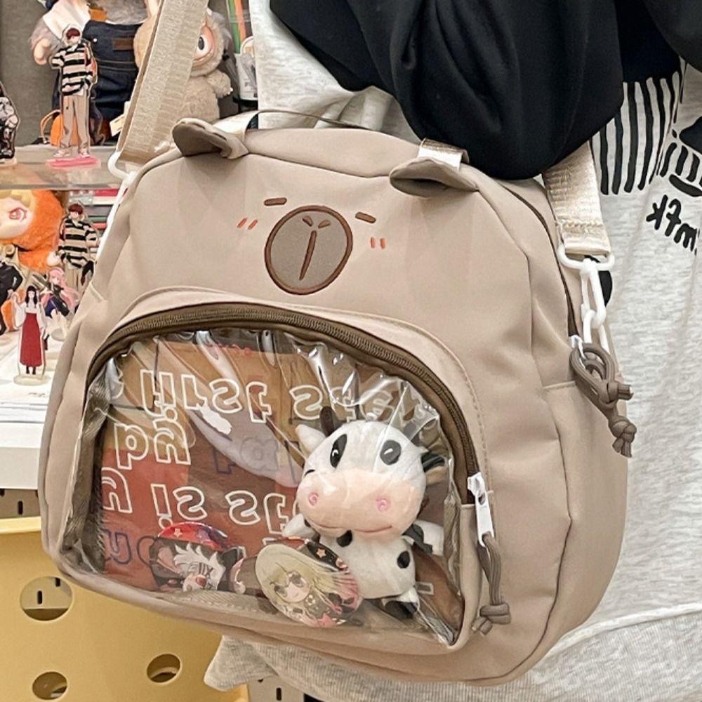 Large Capacity Capybara Shoulder Bag Harajuku Canvas Tote Bag Lovely Transparent Itabag  Shopping