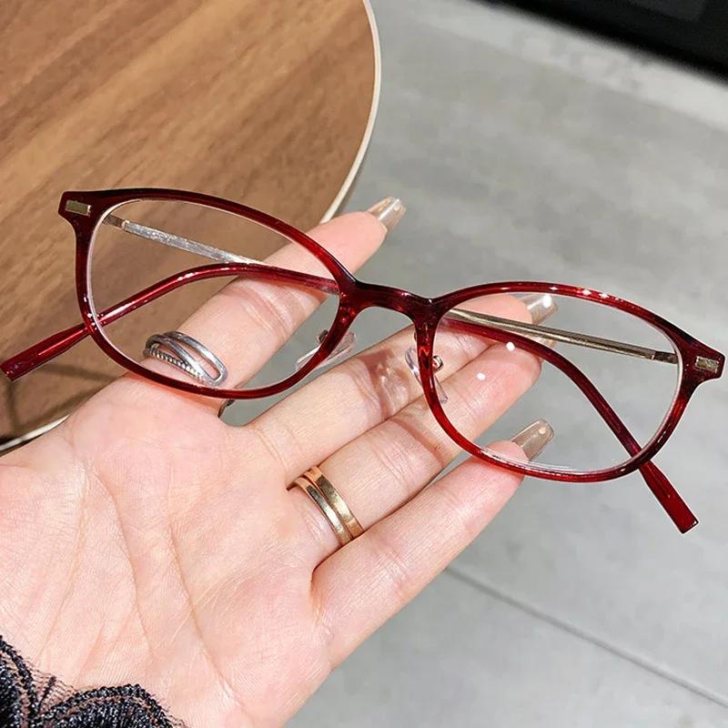 New Trendy Anti Blue Light Reading Glasses for Women Men Retro Fashion Ultralight Small Frame Far Sight Eyeglasses DiopterTo+4.0