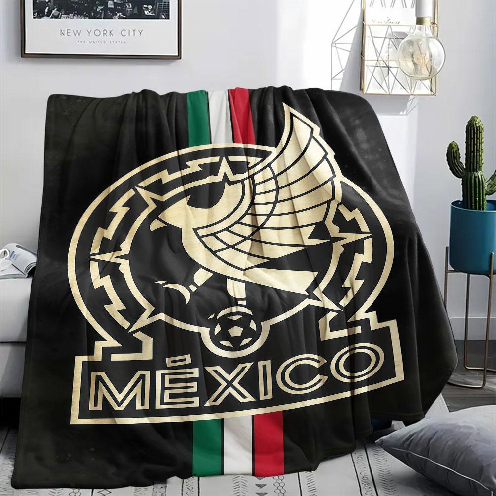 Mexico national football logo Printed Flannel Blanket, soft throw for bedroom sofa, washable,soccer fan merchandise, great gift. 80cm x 120cm