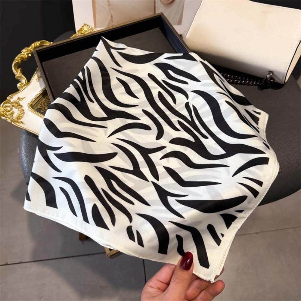 Patterned Shawl 90 CM Square Scarf Lightweight Printed Silk Scarf Stripes Square Headscarf  Women