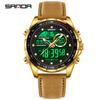 Sanda 6318 Men's Multi-Function Outdoor Sports Watch with Three-City Time, Countdown, and Waterproof Features