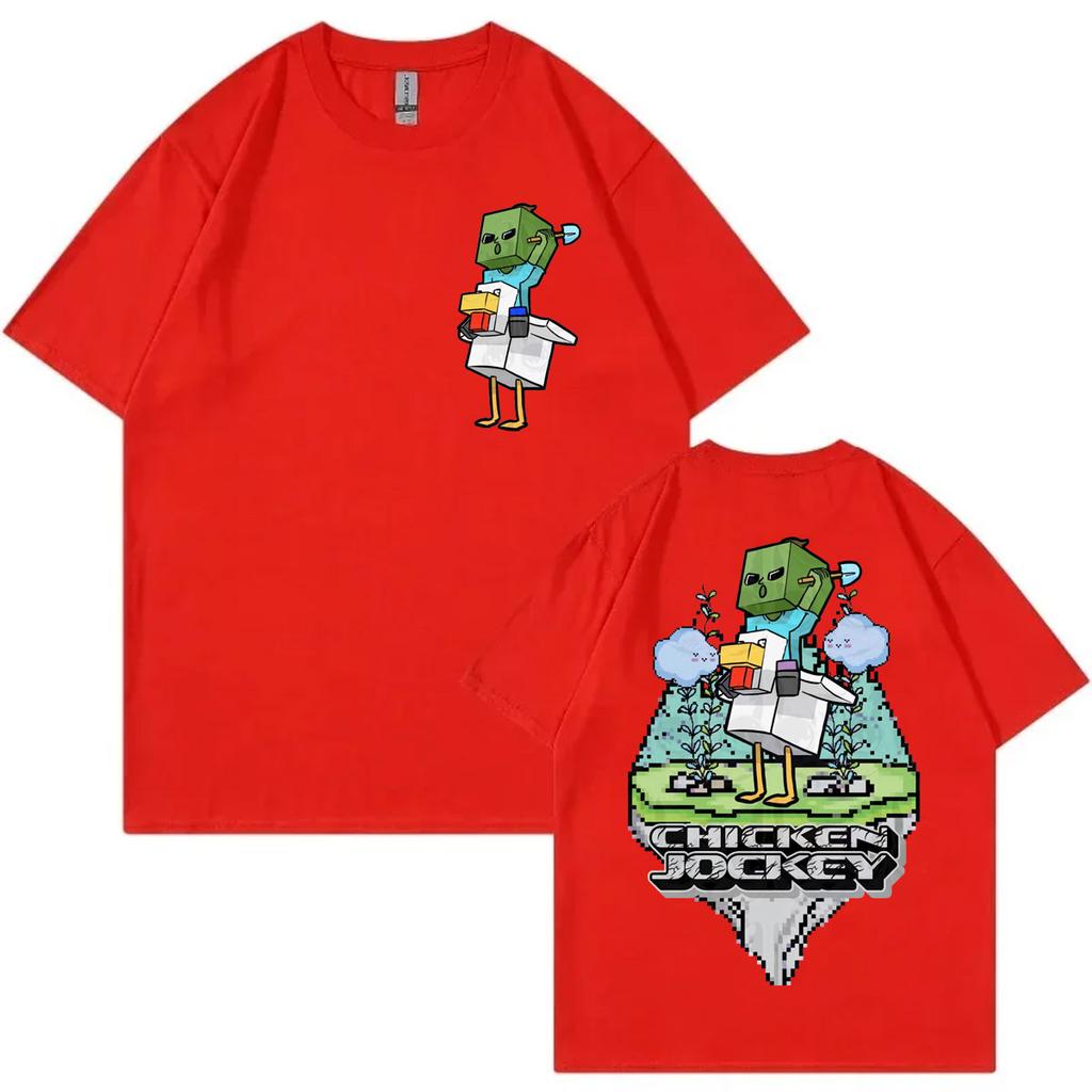 Chicken Jockey Game Cartoon Graphic T Shirts Men Women Y2k Fashion Short Sleeve Tshirt High Quality Cotton Clothing Tshirts