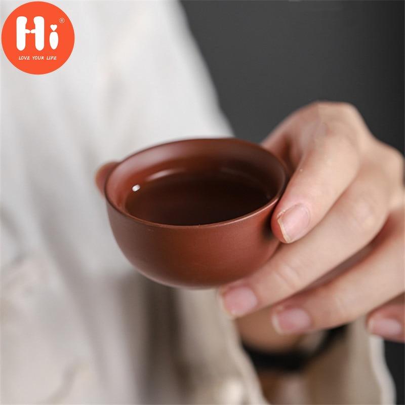 Hi Purple Clay Teacups Ceramic Portable Tea Set Including 1 Pot + 1 Tea Caddy + 4 Cups Teapot Outdoor Travel Kung Fu Gaiwan Gifts