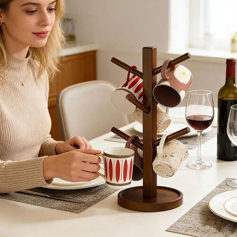 Dekorativer Kompakter Tassenständer Baumform Bambus Kaffeetassenhalter Becher Aufhängbare Display-Ständer Party