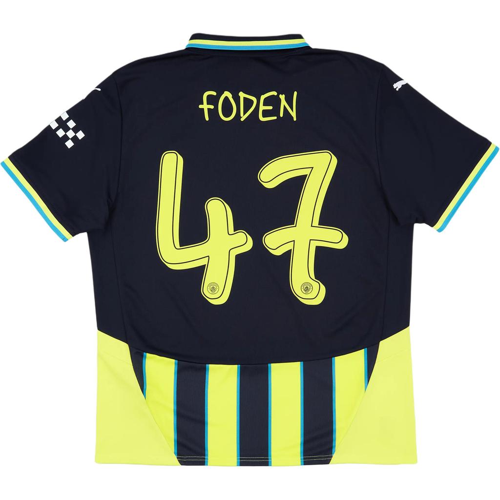 Puma Manchester City Foden 2024-25 Season Away Striped Simple Short Sleeve Football Shirt Unisex tops 775086-02-47