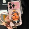 Three-dimensional Doll Mobile Phone Case, Cute Cartoon Flip Window Protective Case, Girl Anti-drop Soft Case with Lanyard