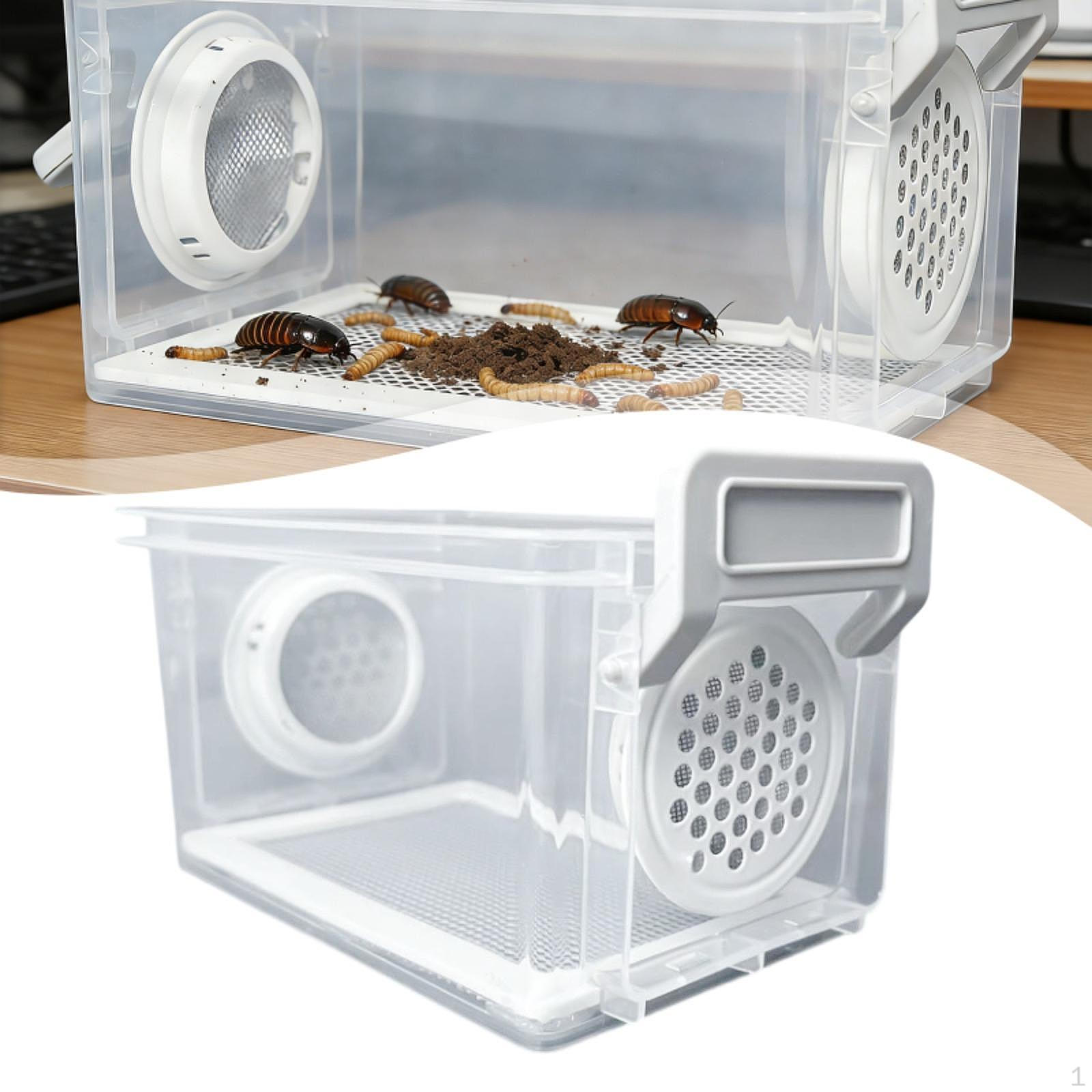 

Breeding Box Clear Terrarium Habitat Stackable Lightweight Reusable Cage Container Roach Feeding style B